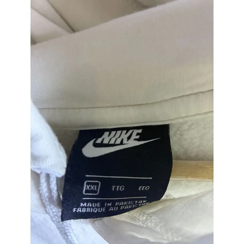Nike Hoodie White Gold Embroidered Swoosh Pullover Sweatshirt Men's XXL
